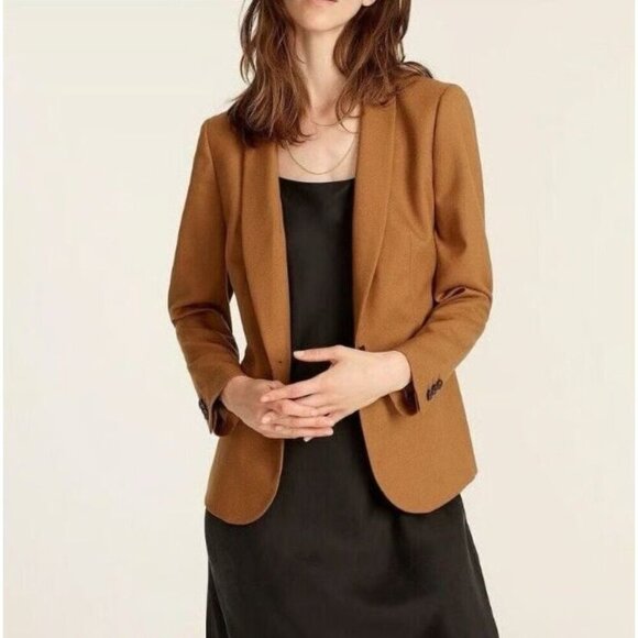 J.Crew Wool Flannel Parke Blazer Heather Caramel Womens Size 2 Classic Work - Picture 1 of 9